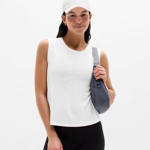 NWOT Athleta Getaway Linen Blend Muscle Tank in Bright White (Size S)